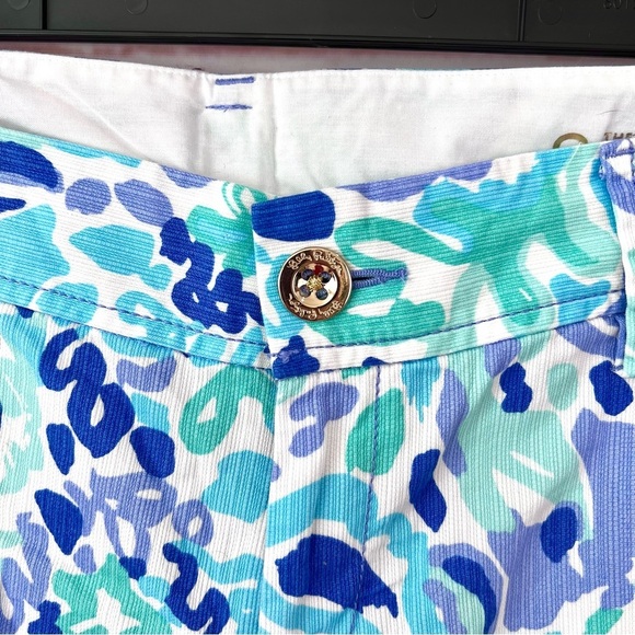 Lilly Pulitzer The Walsh Ink Print Periwinkle Sea Green Cotton Shorts - Picture 5 of 13